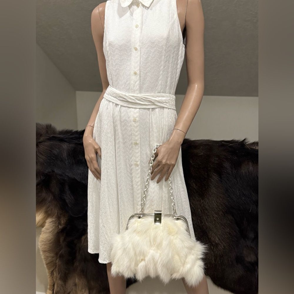 Unique Real Fox Fur Handmade Rivet Metal Frame Push Lock Shoulder Bag/Crossbody - Picture 11 of 16